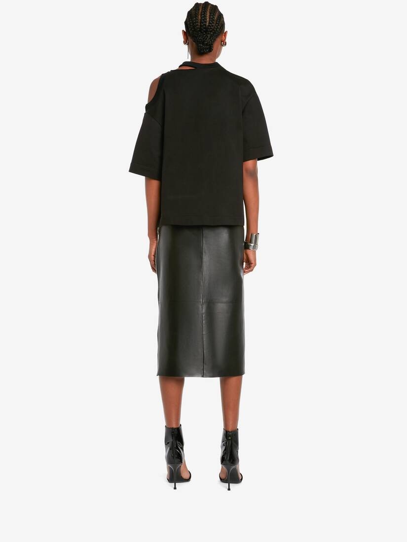 Women's Red Moon Cut-out T-shirt in Black - 4