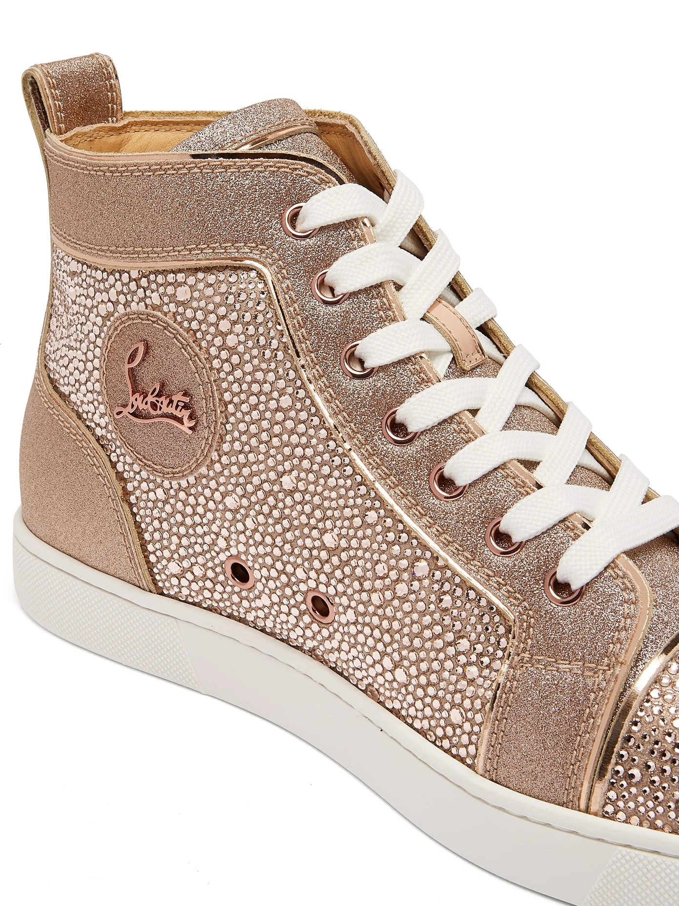 Louis crystal-embellished high-top suede trainers - 6