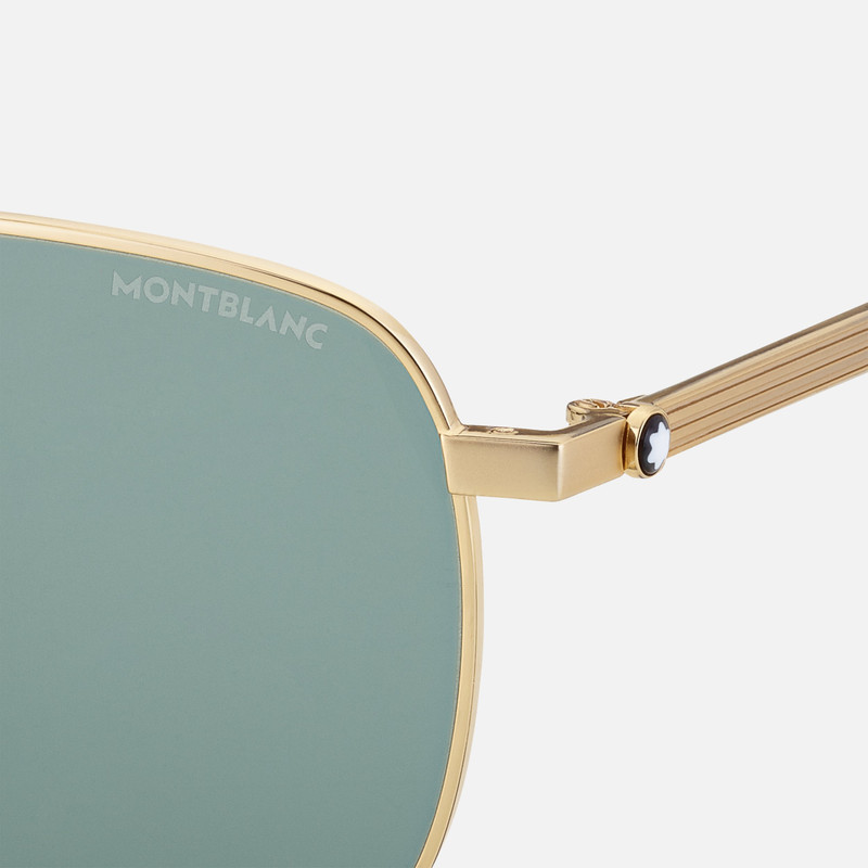 Montblanc Rectangular Gold-Colored Metal Frame Sunglasses outlook