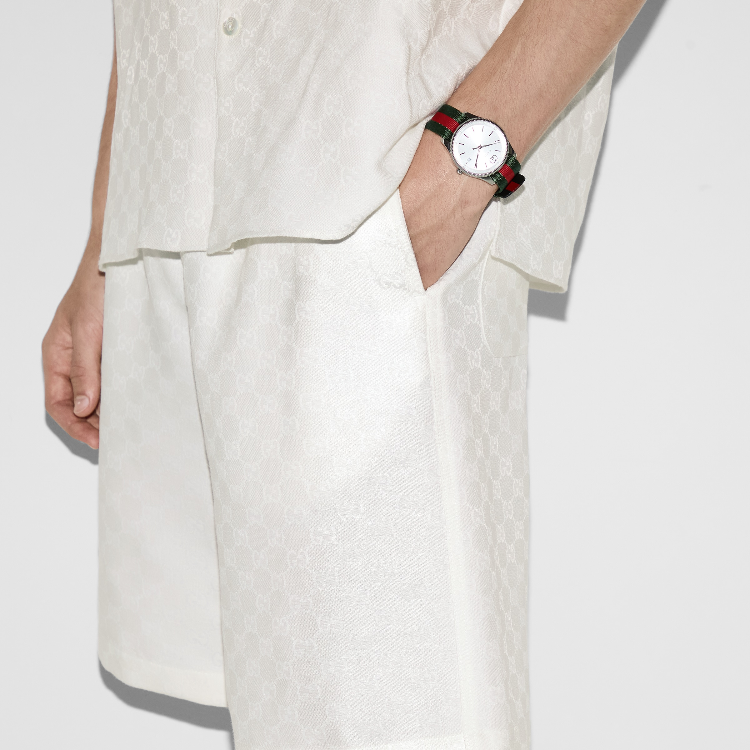 Linen blend GG canvas shorts - 5