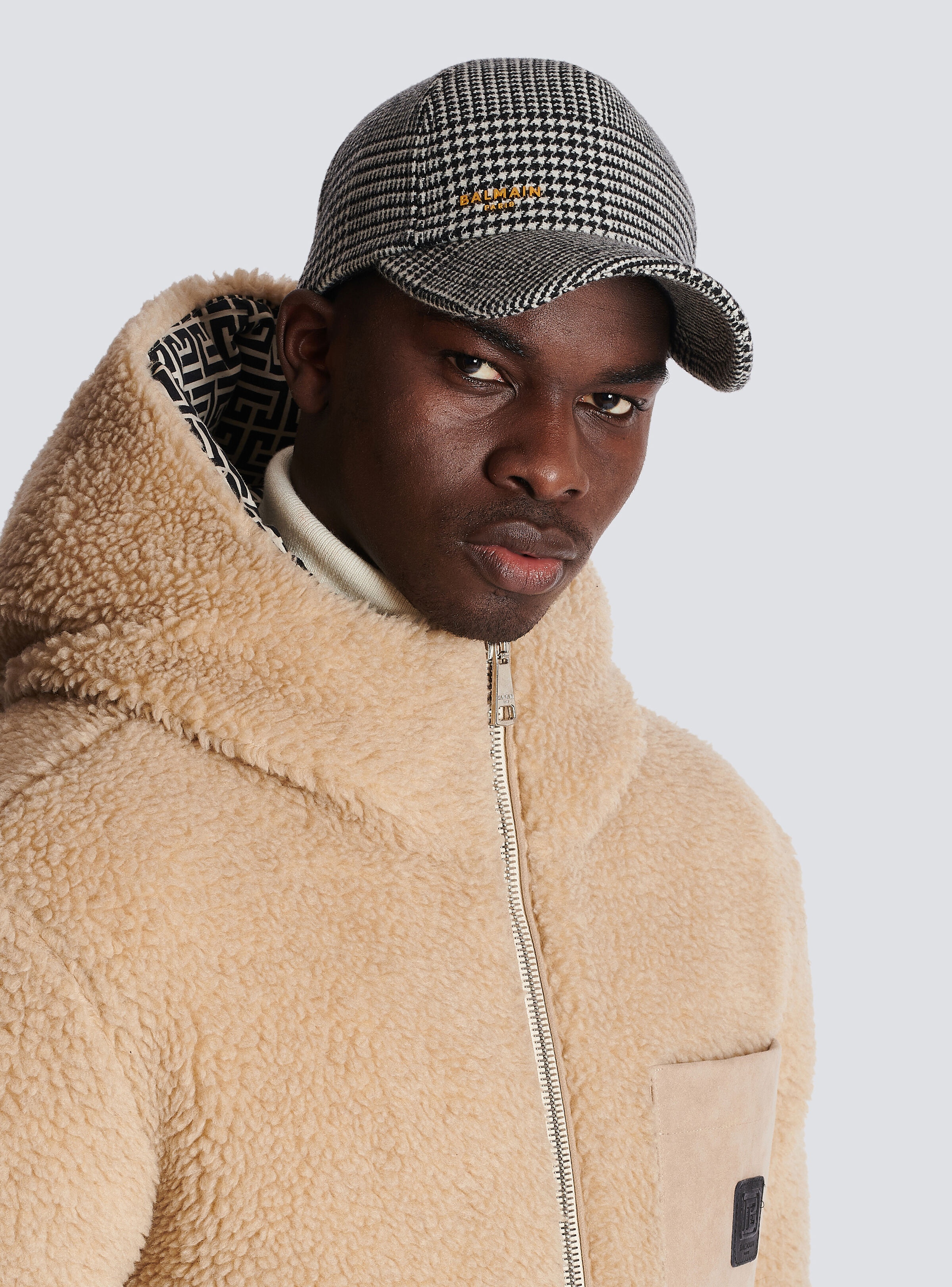 Balmain Paris Prince-of-Wales wool cap - 6