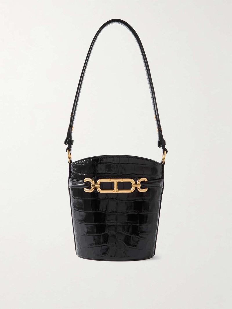 Whitney embellished croc-effect leather shoulder bag 1
