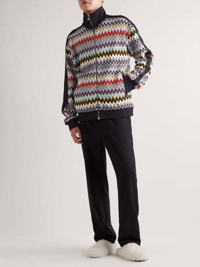 Missoni Crochet-Knit Cotton-Jacquard Zip-Up Sweater outlook