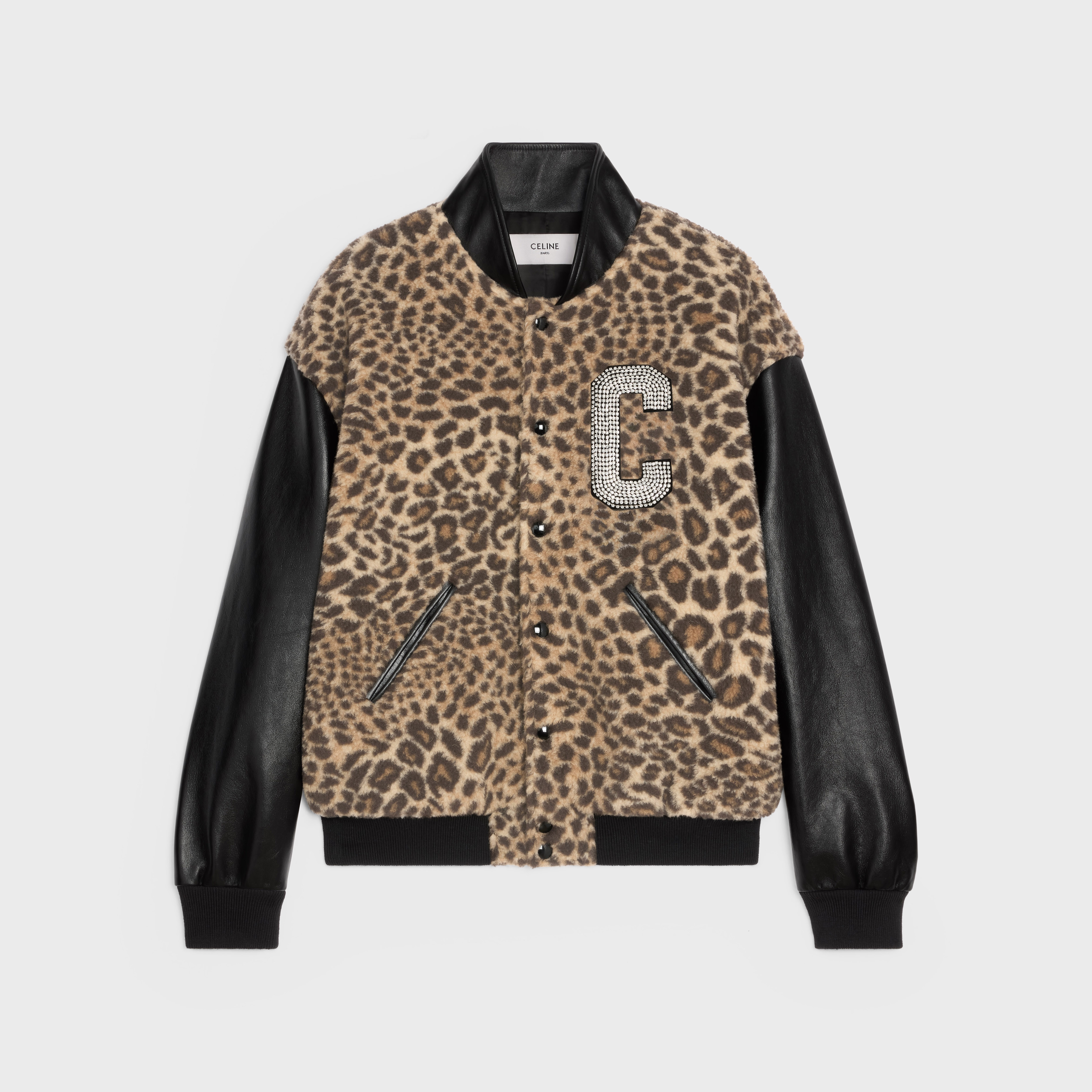 TEDDY JACKET IN LEOPARD-PRINT FLEECE WITH EMBROIDERED PATCH - 1