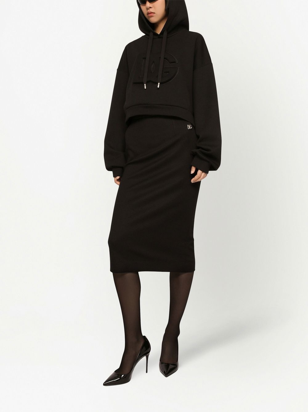 logo-plaque pencil midi skirt - 2