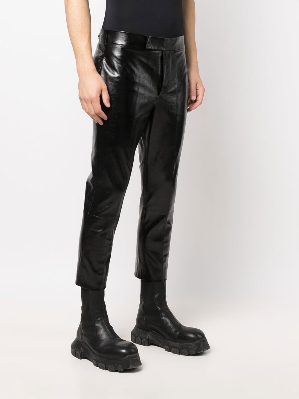 cropped polished-finish trousers - 3