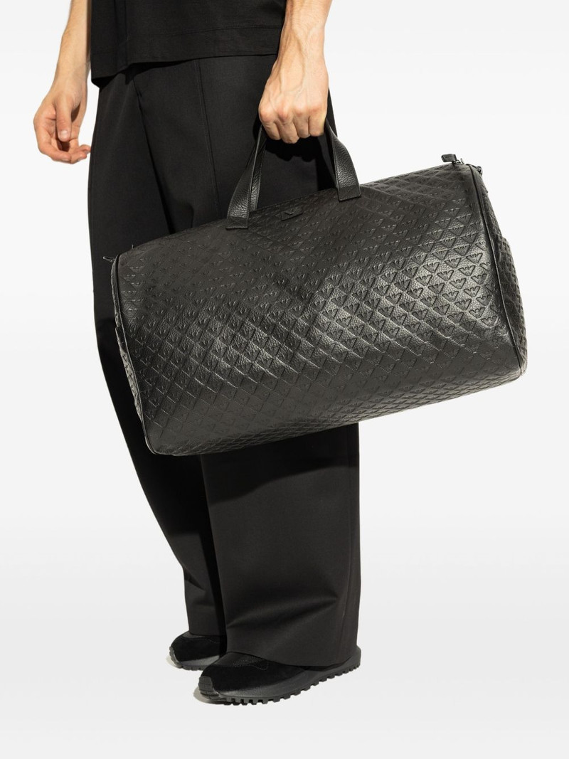 EMPORIO ARMANI embossed-logo leather holdalls outlook
