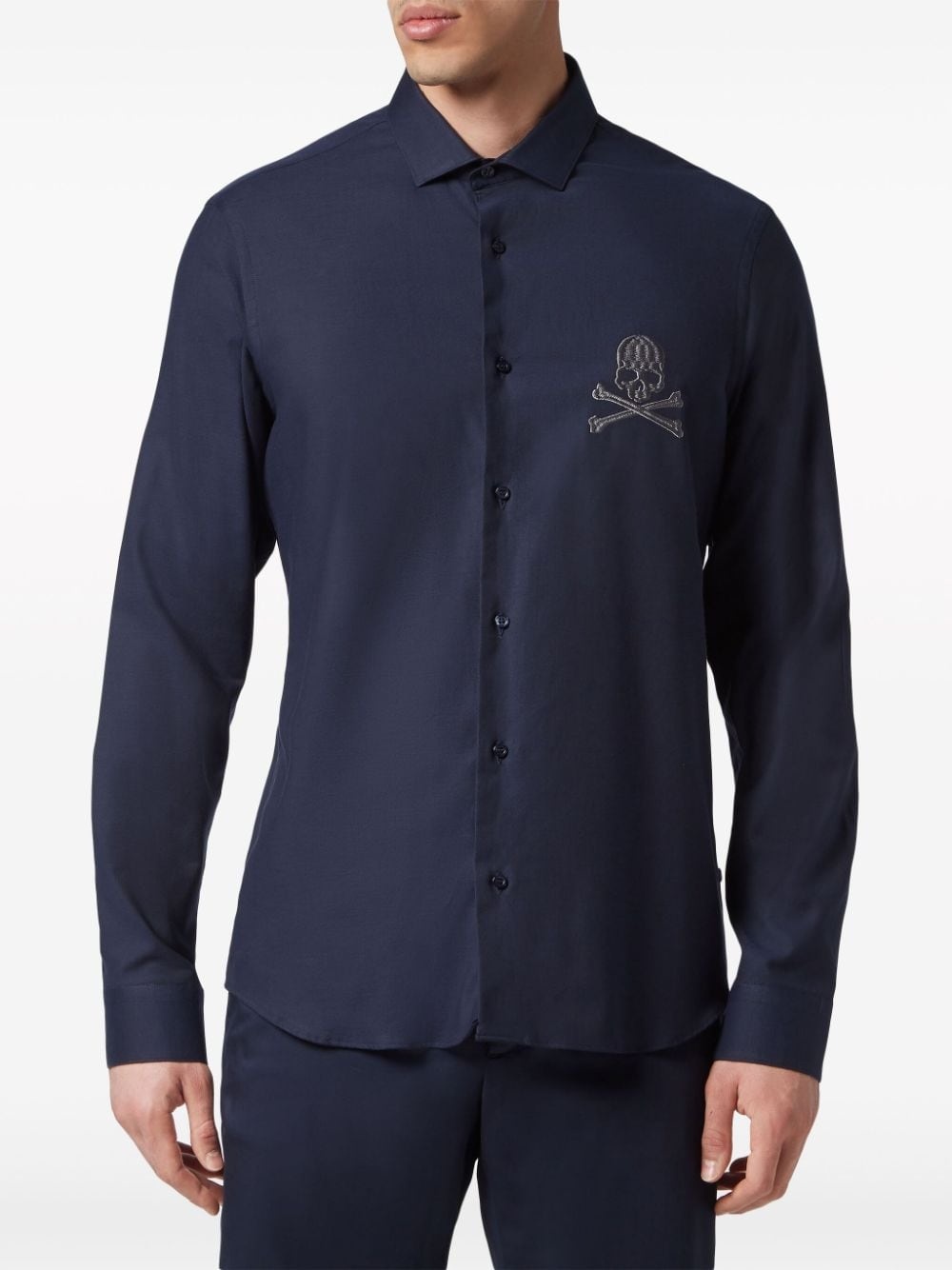 skull-embroidered poplin shirt - 3