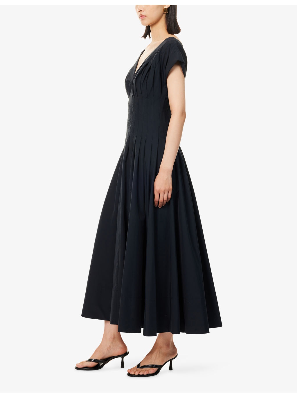 Nina Pleated Cotton-Blend Midi Dress - 3