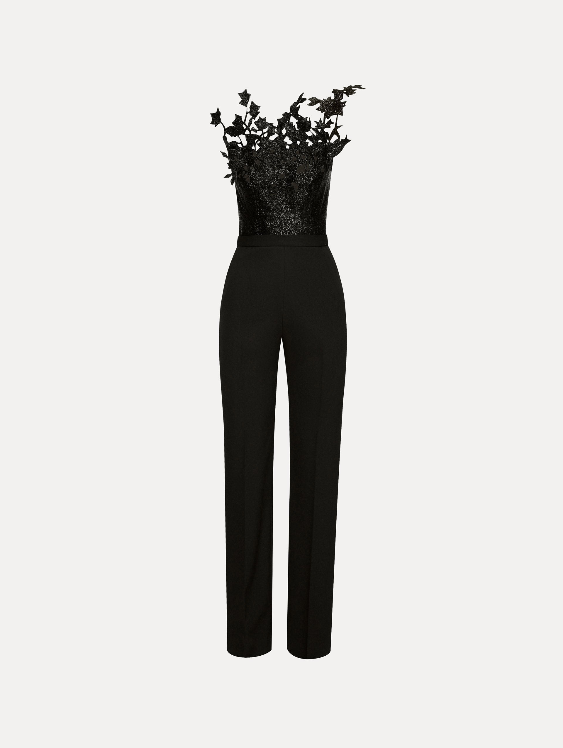 METALLIC CHERRY BLOSSOM EMBROIDERED JUMPSUIT - 1