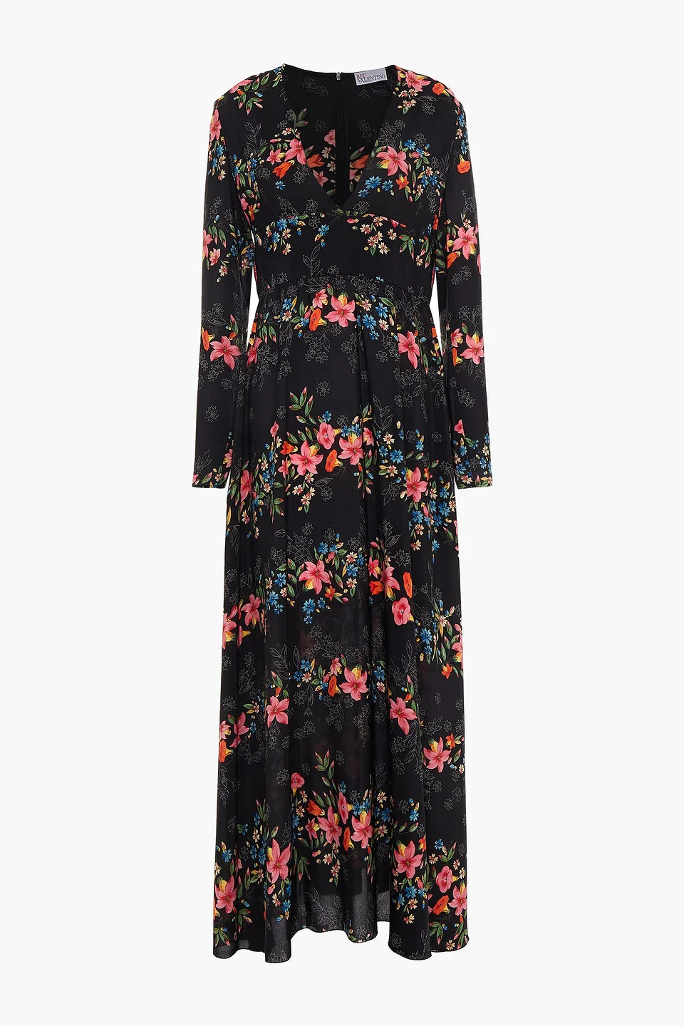 Floral-print silk crepe de chine midi dress - 1