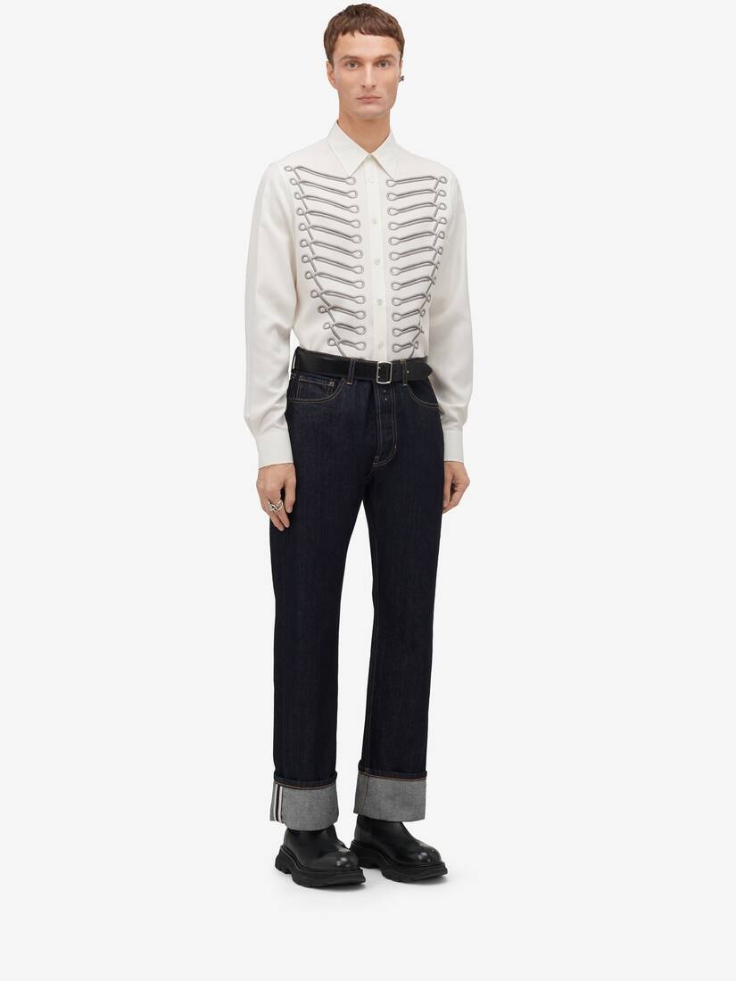 Men's Frogging Shirt in Ivory - 3