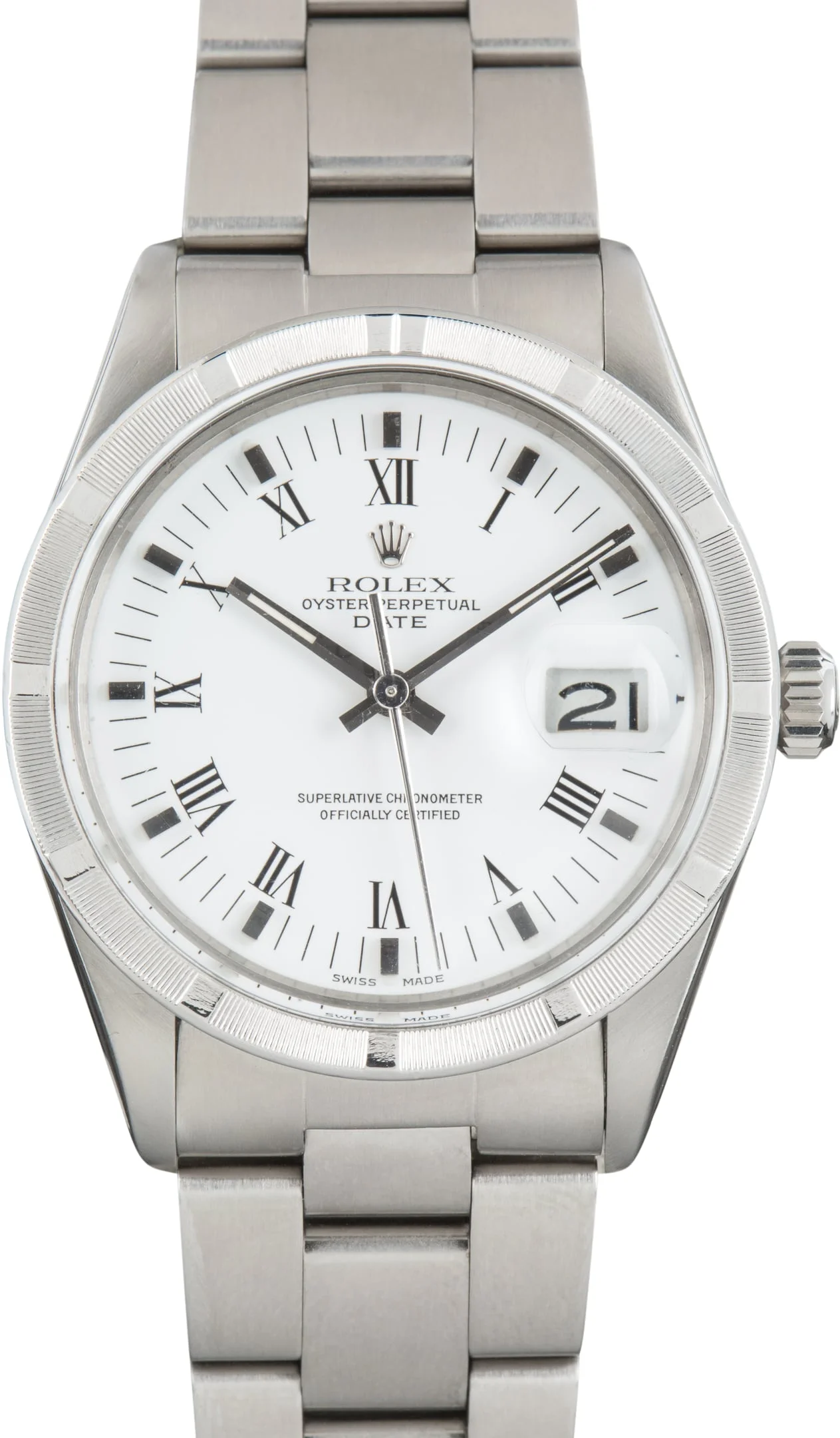 Used Rolex Date Ref 15010 White Roman Dial - 1