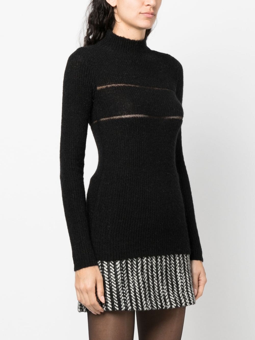 sheer-panel knitted jumper - 3