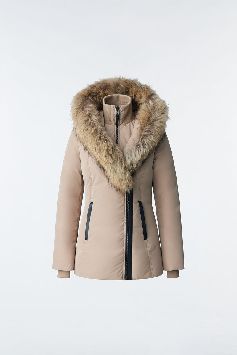 ADALI down coat with natural fur Signature Mackage Collar 1