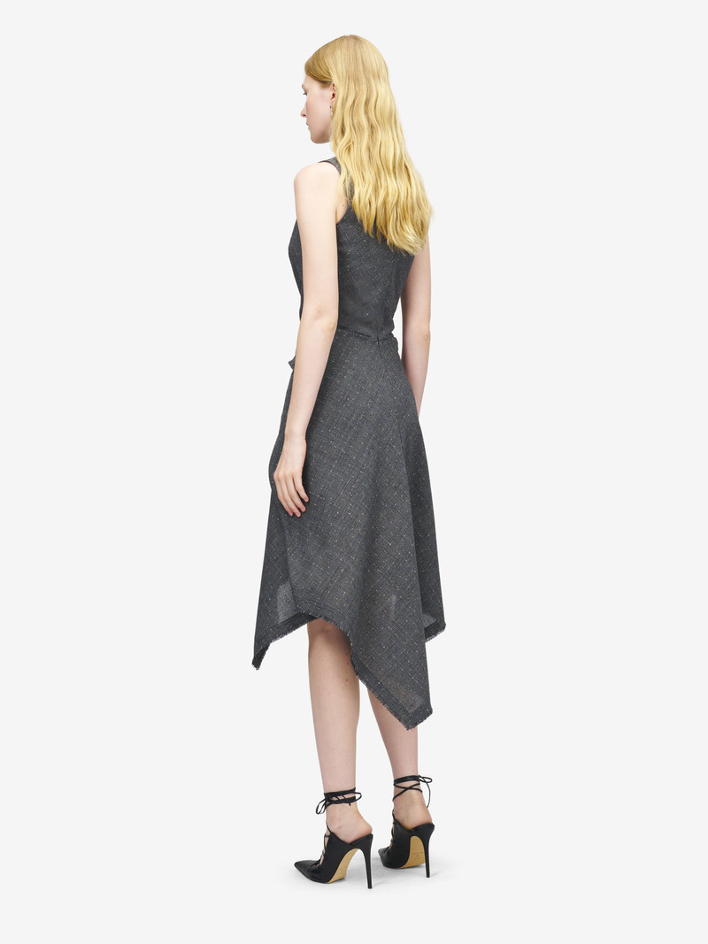 Flecked Glen Check Asymmetric Dress 5