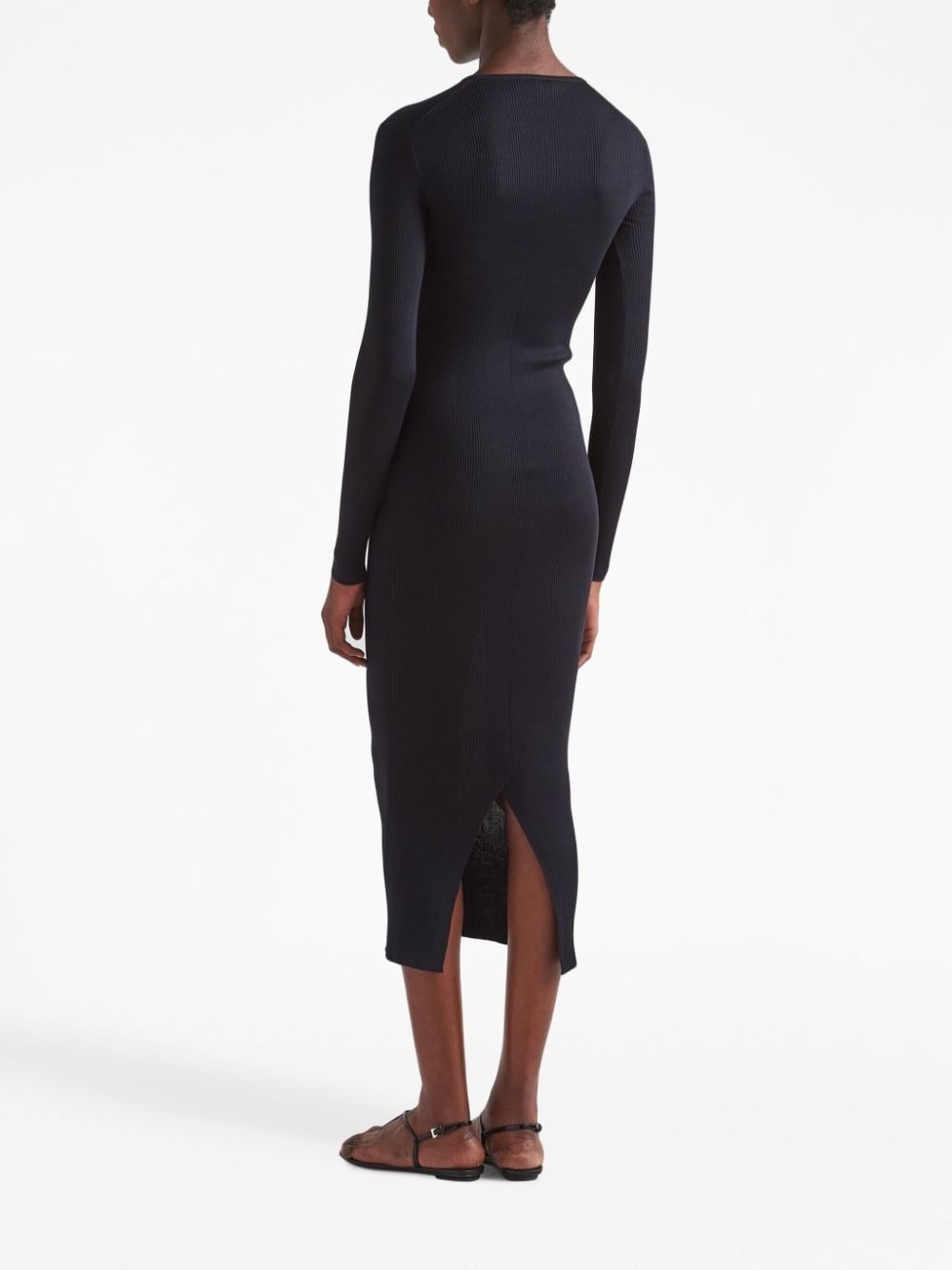 logo-print silk midi dress - 3