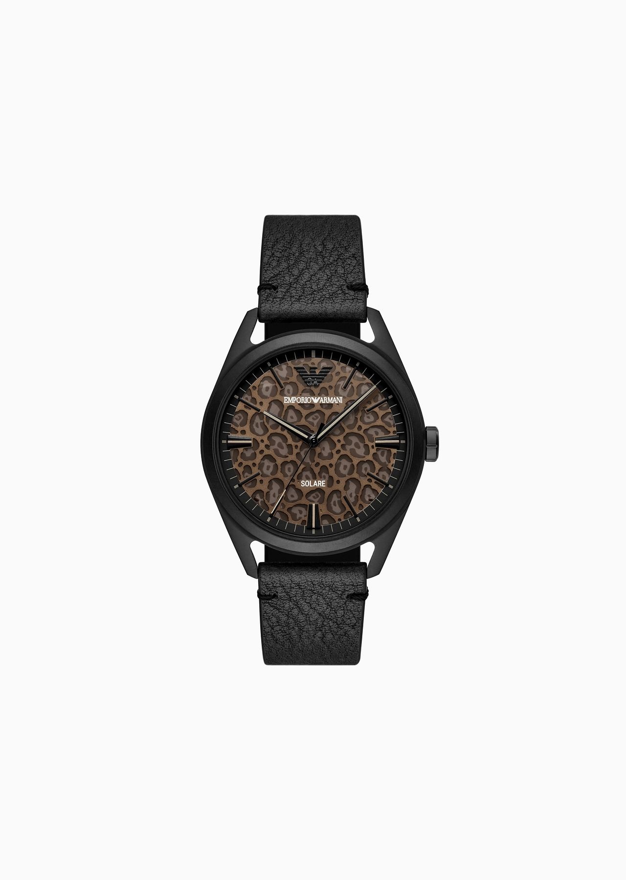 Solar-Powered Three-Hand Black Leather Watch - 1