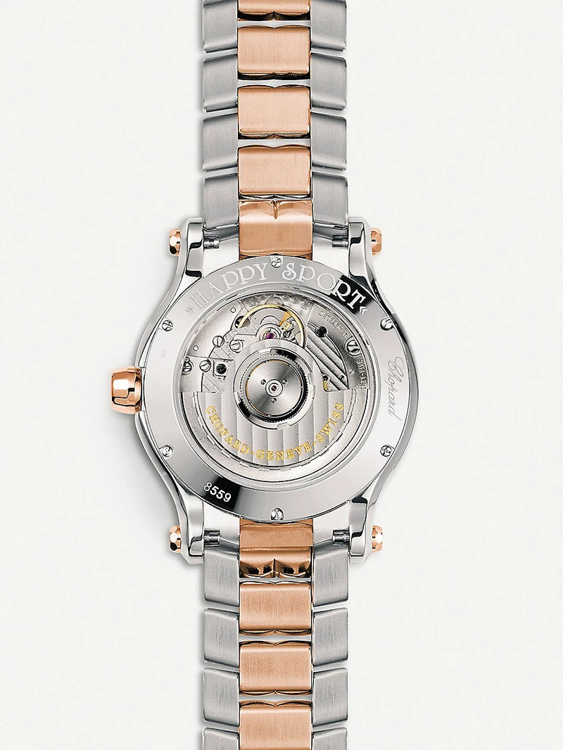 278559-6004 Happy Sport 18ct rose-gold and stainless steel watch 5