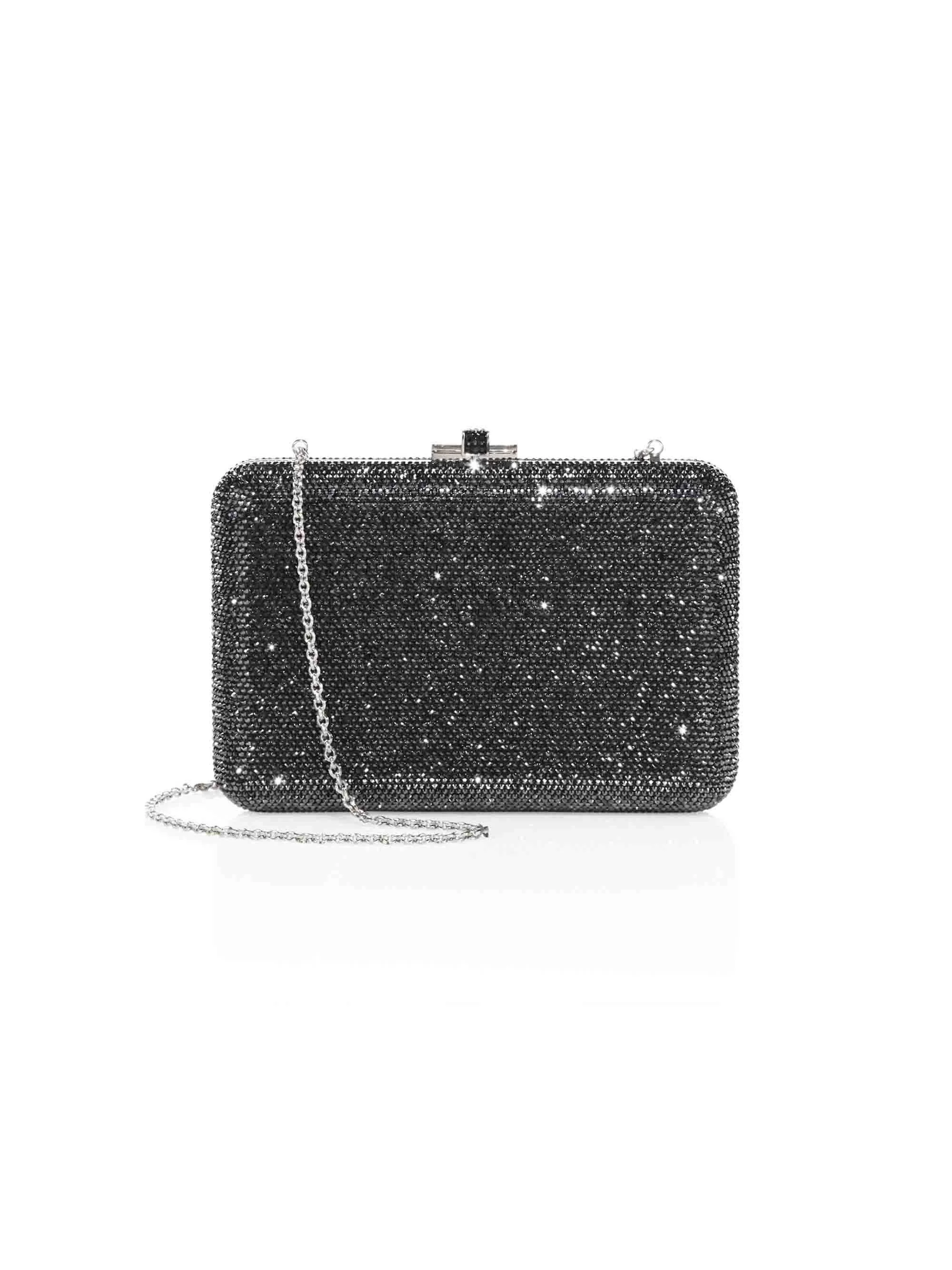 Women's Slim Slide Crystal Clutch - Anthracite - 1
