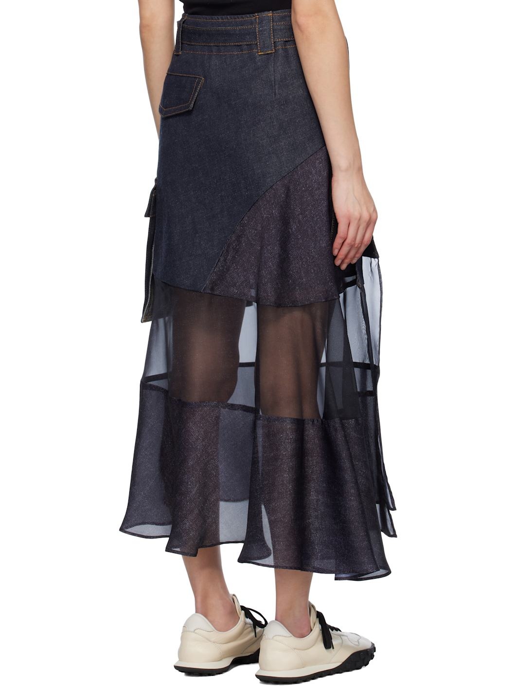 Indigo Mix Denim Maxi Skirt - 3
