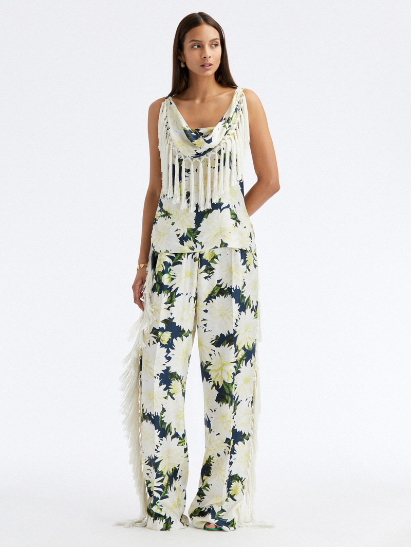Oscar de la Renta DAHLIA SILK TWILL FRINGE DETAIL BLOUSE outlook