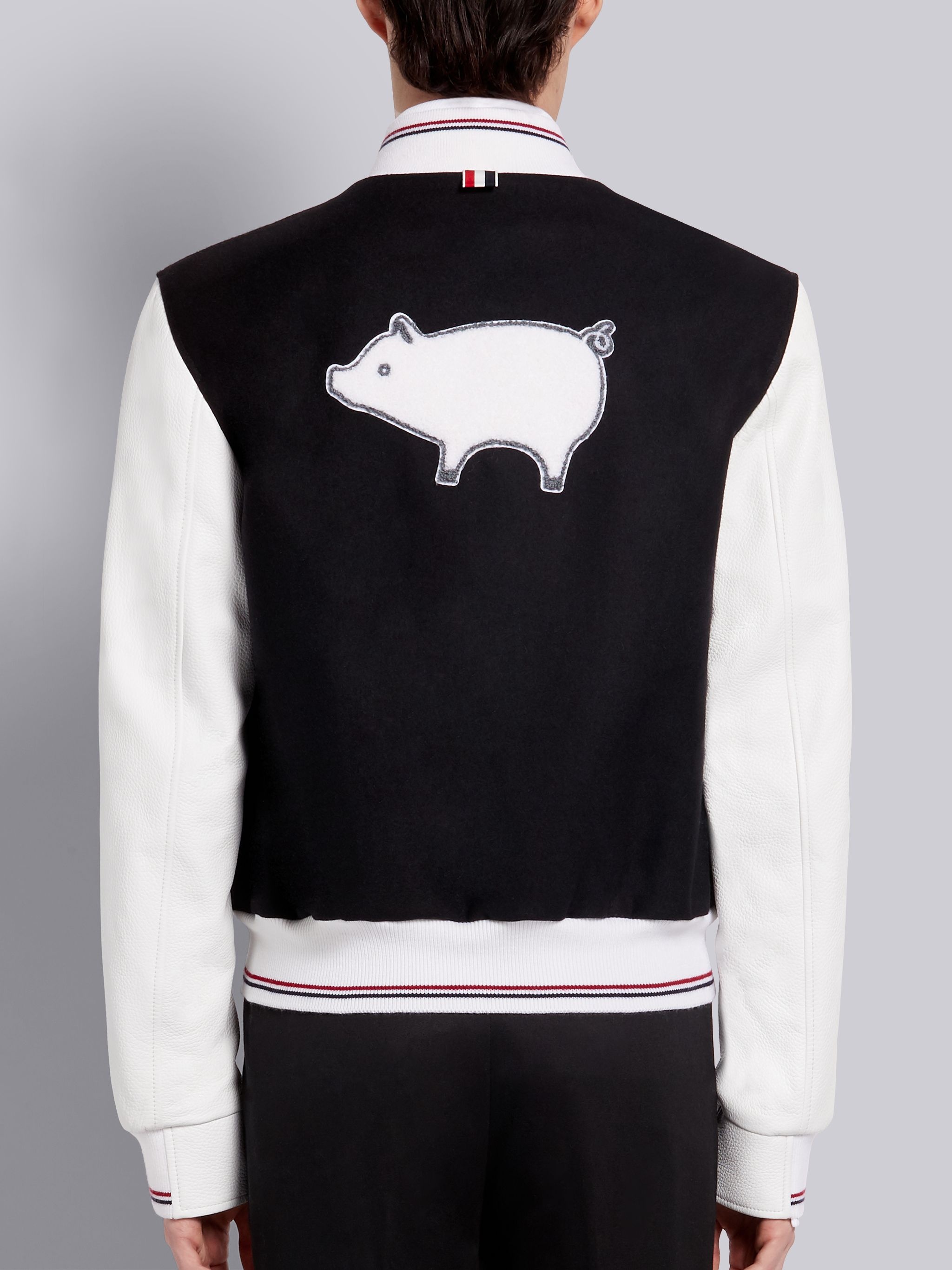 Black Wool Pig Icon Blouson Jacket - 3