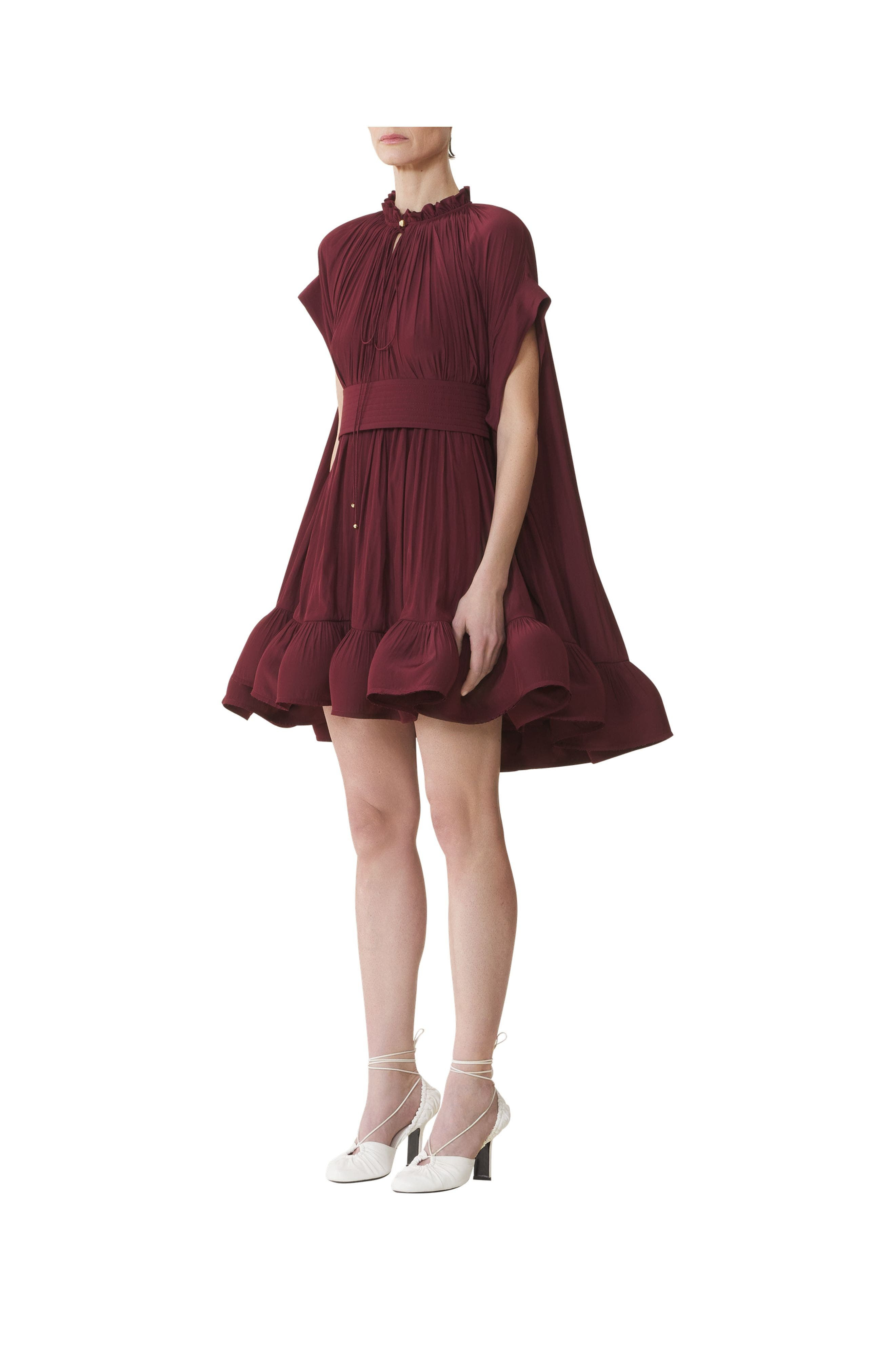 Lanvin Short Charmeuse Dress in Burgundy at Nordstrom - 3