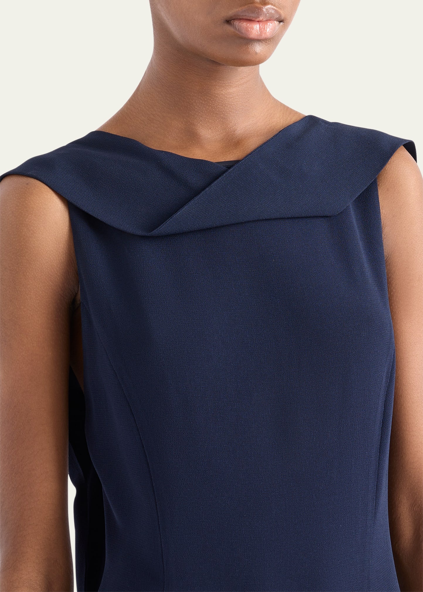 Neck-Scarf Backless Cady Crepe Midi Dress - 4