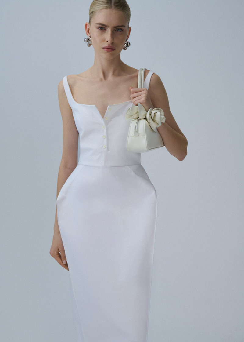 MAGDA BUTRYM Buttoned hip pad dress in white outlook