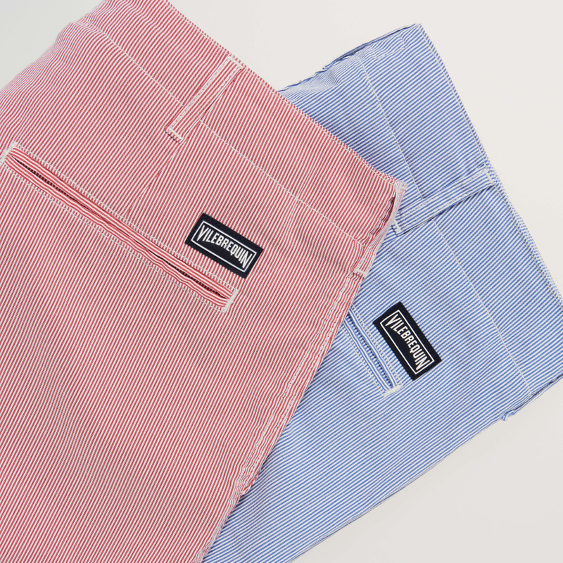 Men Chino Micro Stripes Bermuda Shorts 9