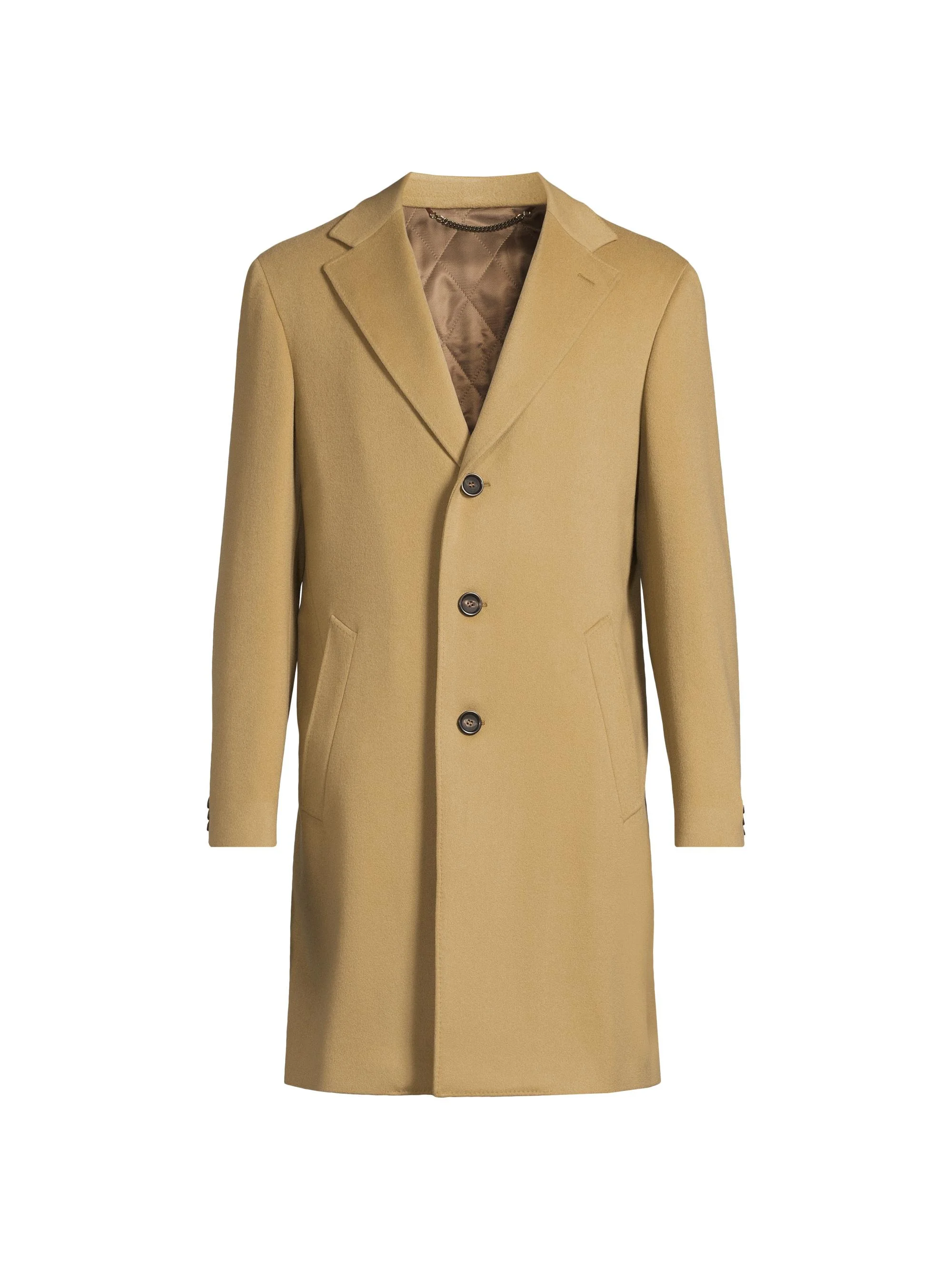 Men's Basic Wool-Cashmere Topcoat - Tan - 1