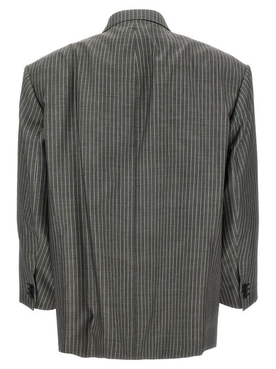 HED MAYNER Pinstriped Double-Breasted Blazer Gray outlook