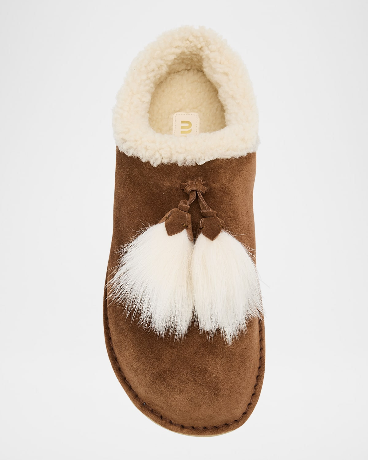 Suede Shearling-Lined Booties with Fur Tassels - 5