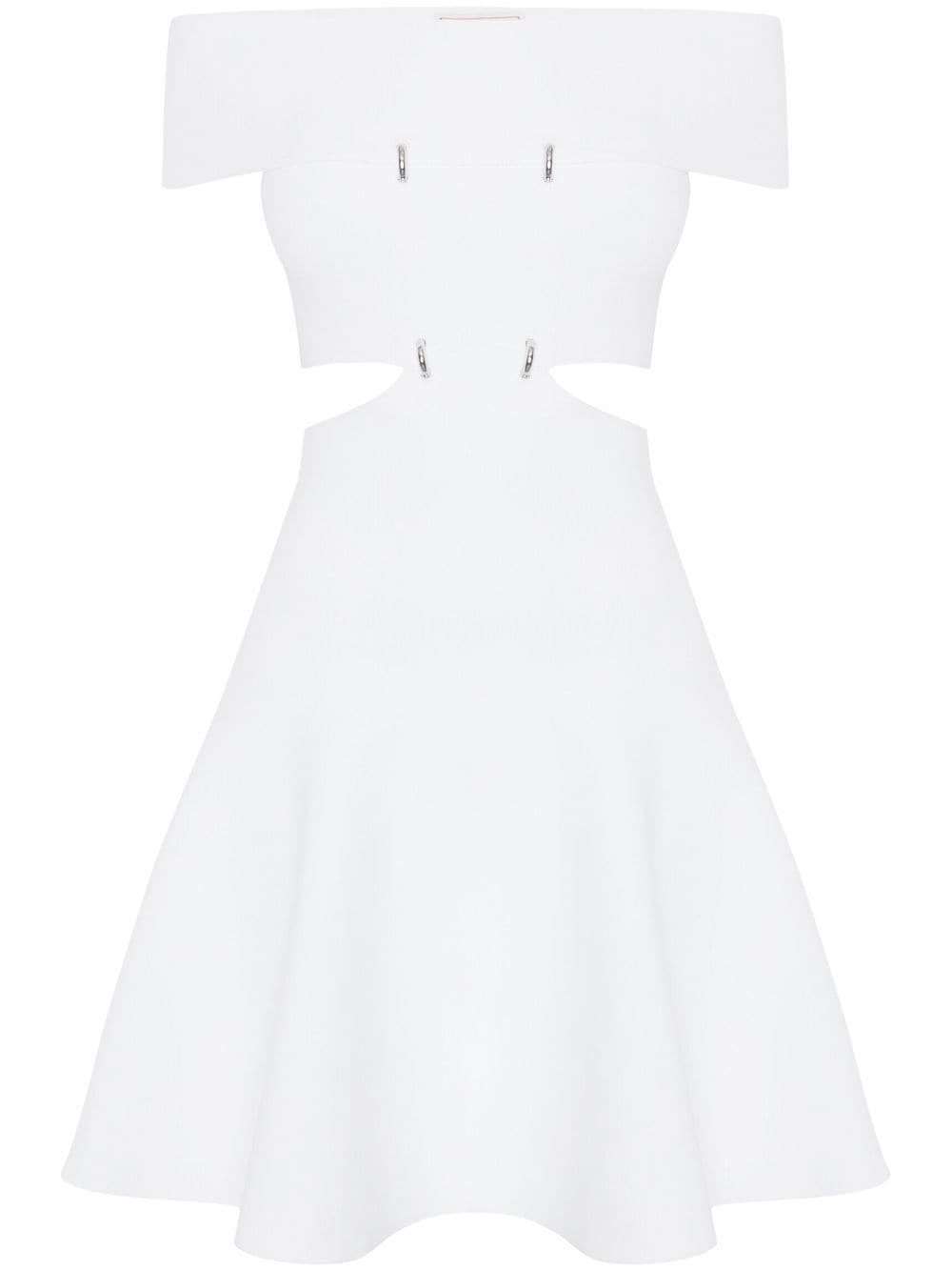 【Alexander McQueen】★off-shoulder flared mini dress Alexander Mcqueen Cut-out Off-shoulder Flared Mini Dress In
