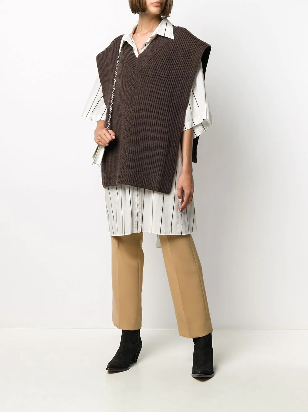 V-neck knitted poncho - 2