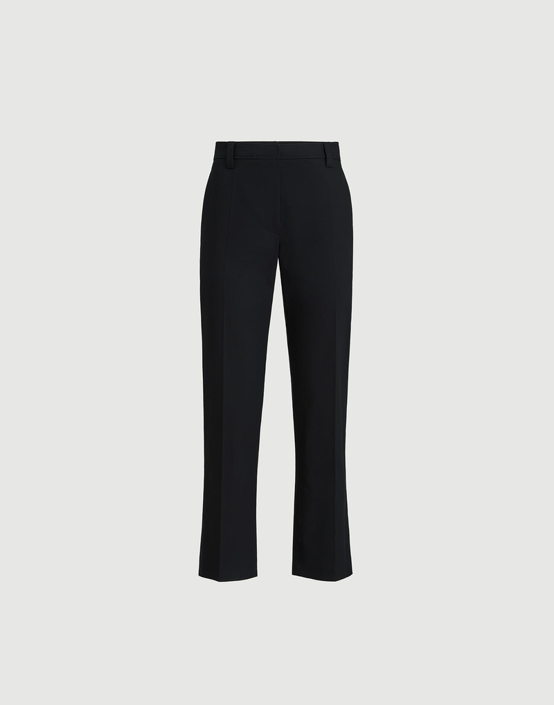 Stretch twisted cotton twill cigarette trousers with monili 1