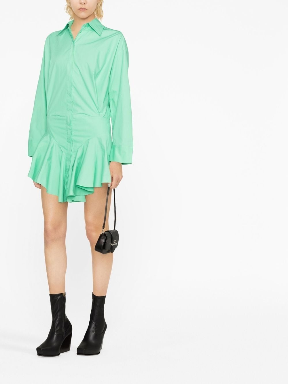 ruffled mini shirt dress - 3