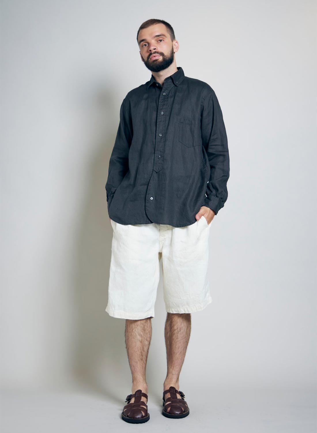 Desert Short Hemp Denim in Off White - 3