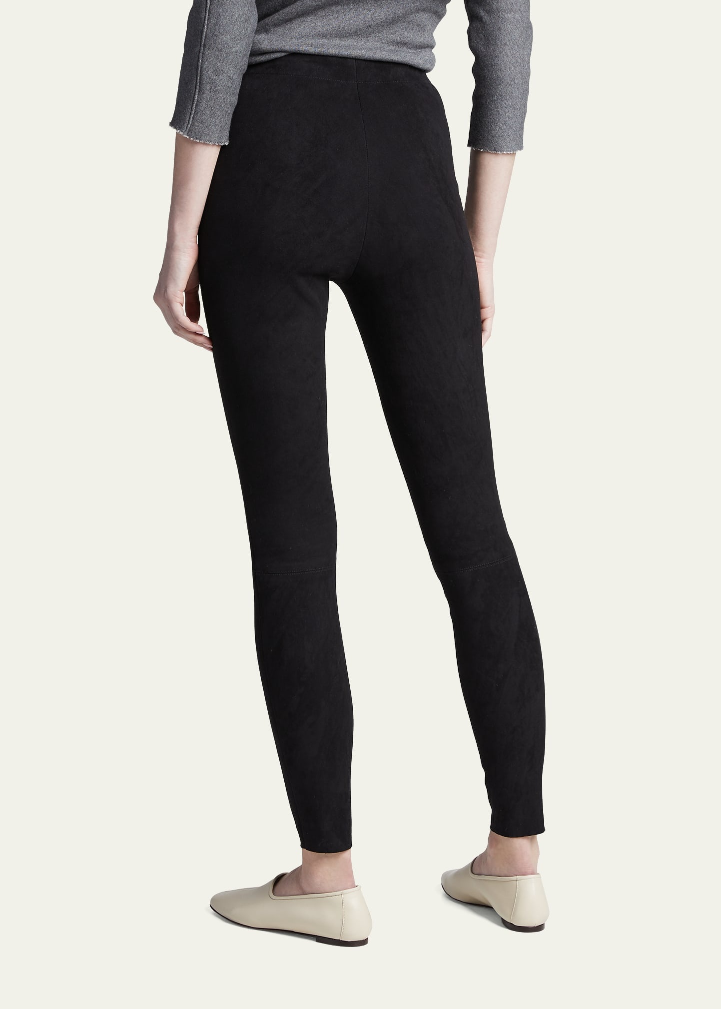 Maddox Suede High-Waist Side-Zip Leggings - 3