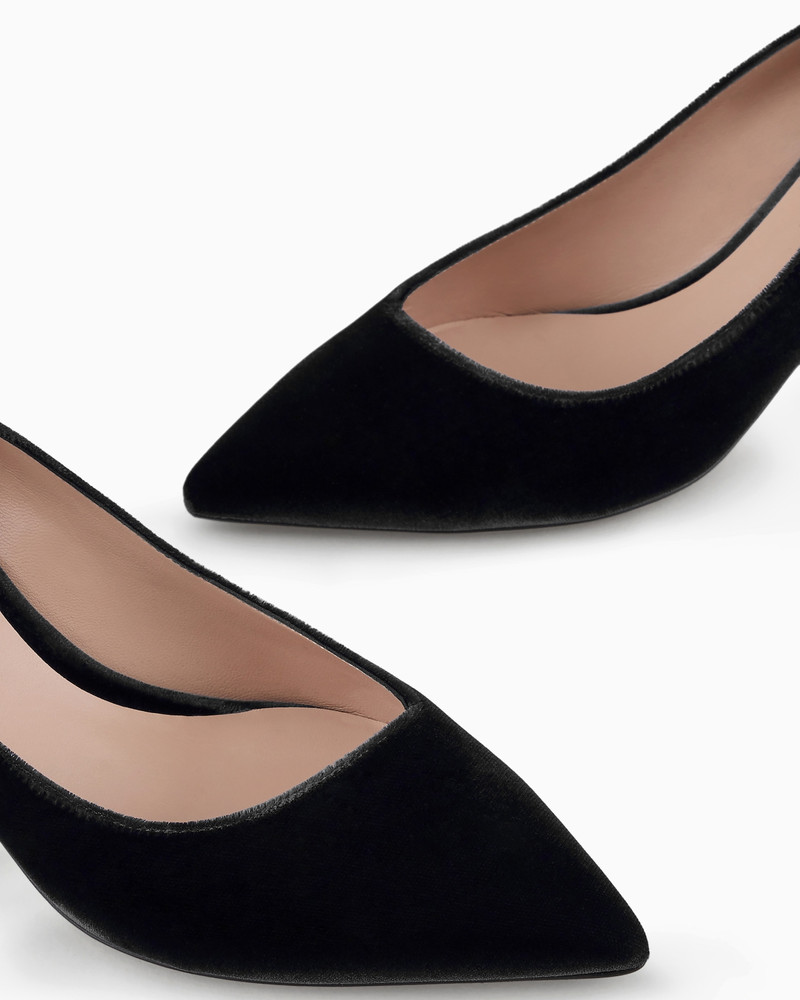 GIORGIO ARMANI Velvety leather court shoes with asymmetric top line outlook