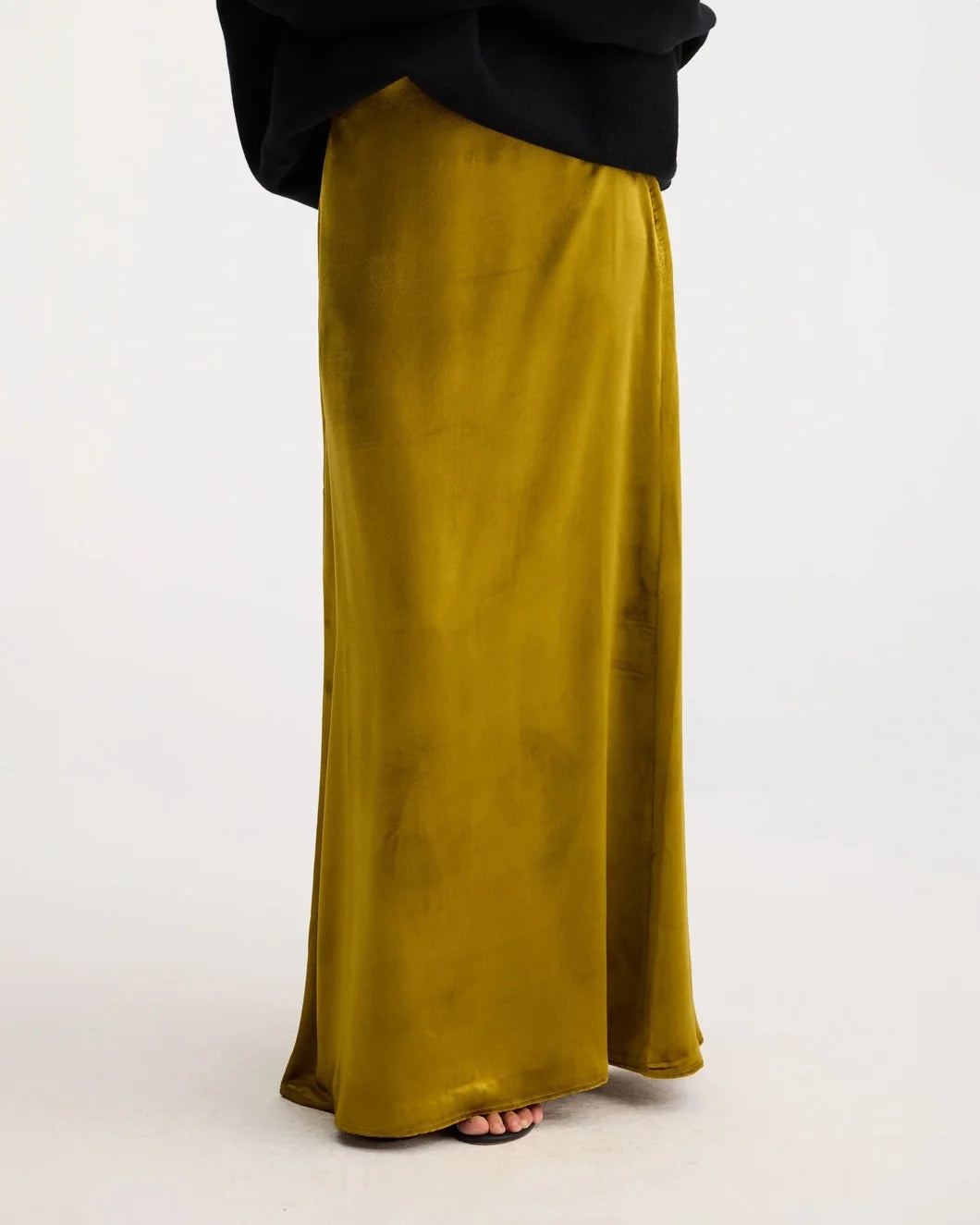 VELVET SILK BLEND LONG SKIRT - 5