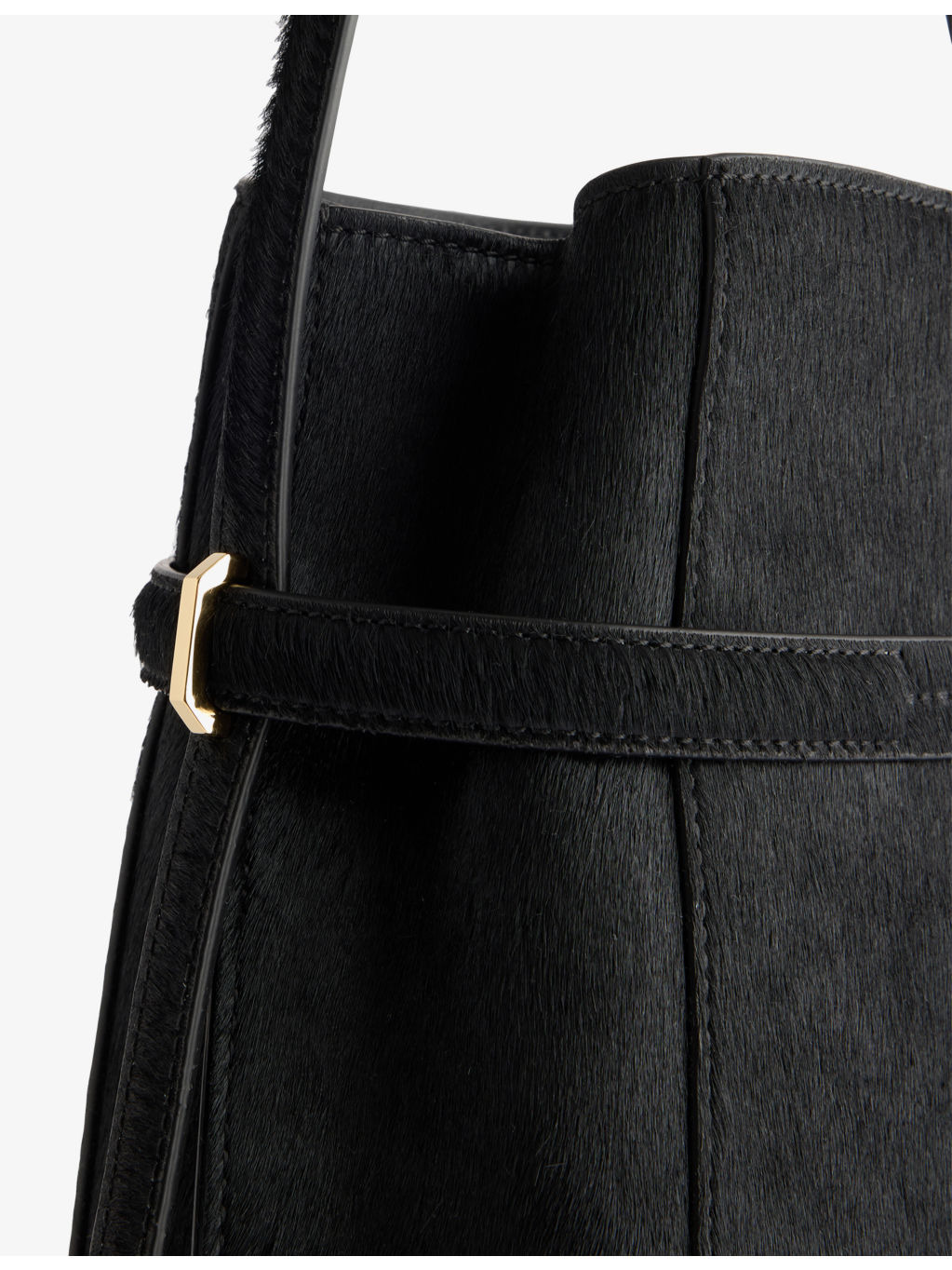 Belted Pony Hair Leather Tote Bag - 4