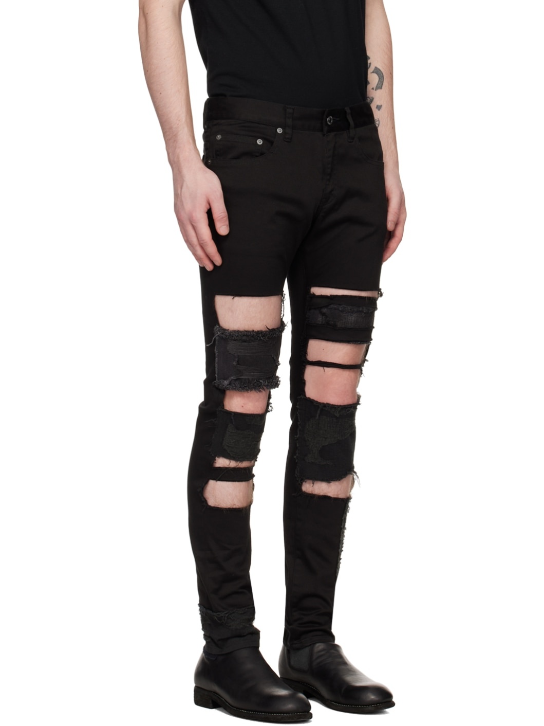Black Distressed Jeans - 2