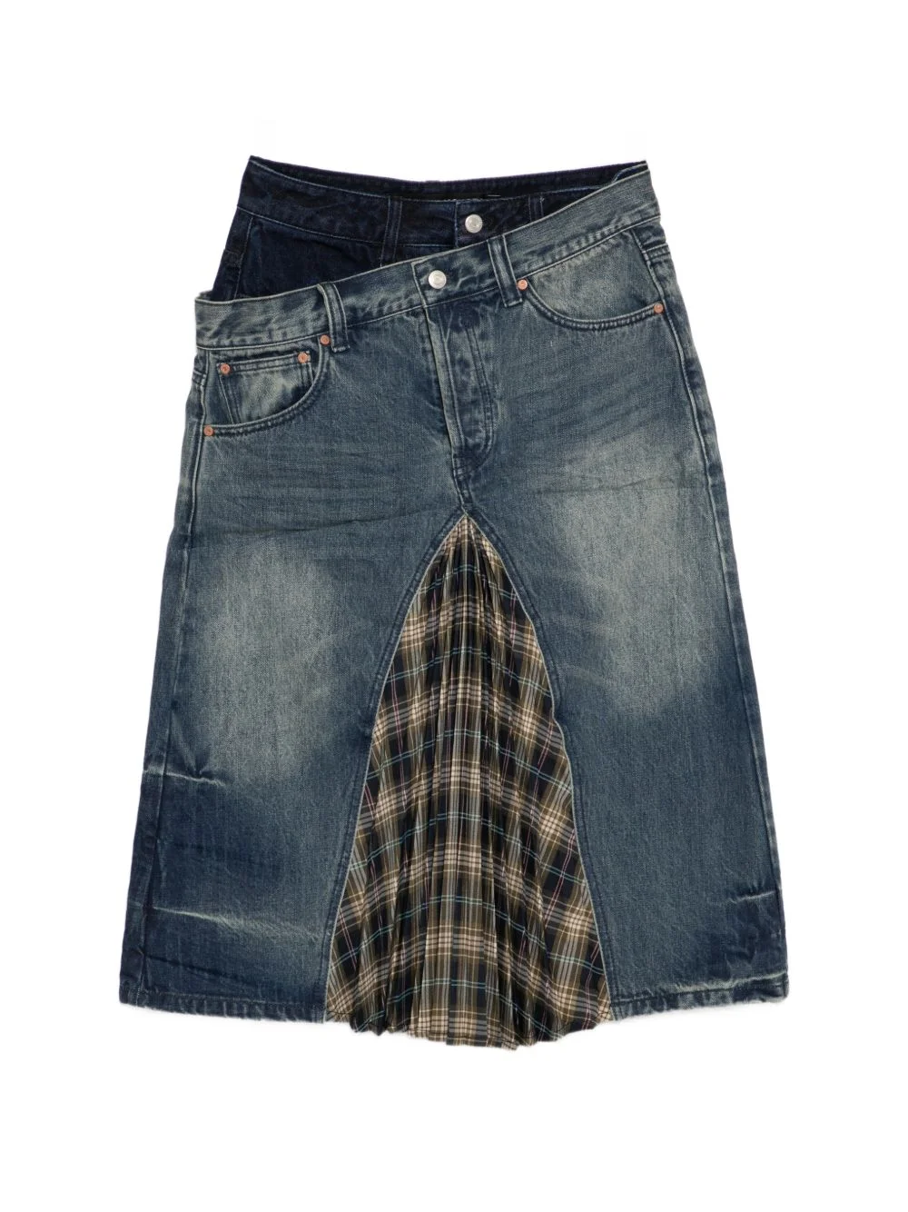 Pleated Combo Flipped Demin skirt - 1