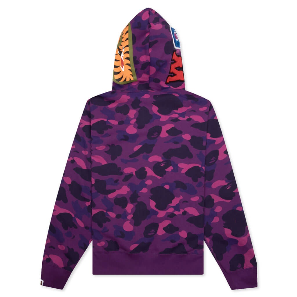 A BATHING APE COLOR CAMO SHARK FULL ZIP HOODIE PURPLE REVERSIBLE