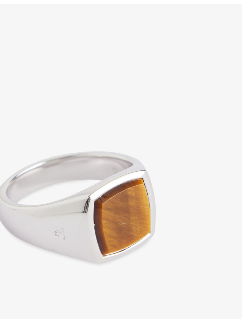 TOM WOOD Kay Tiger Eye Rhodium-Plated Sterling-Silver Ring outlook