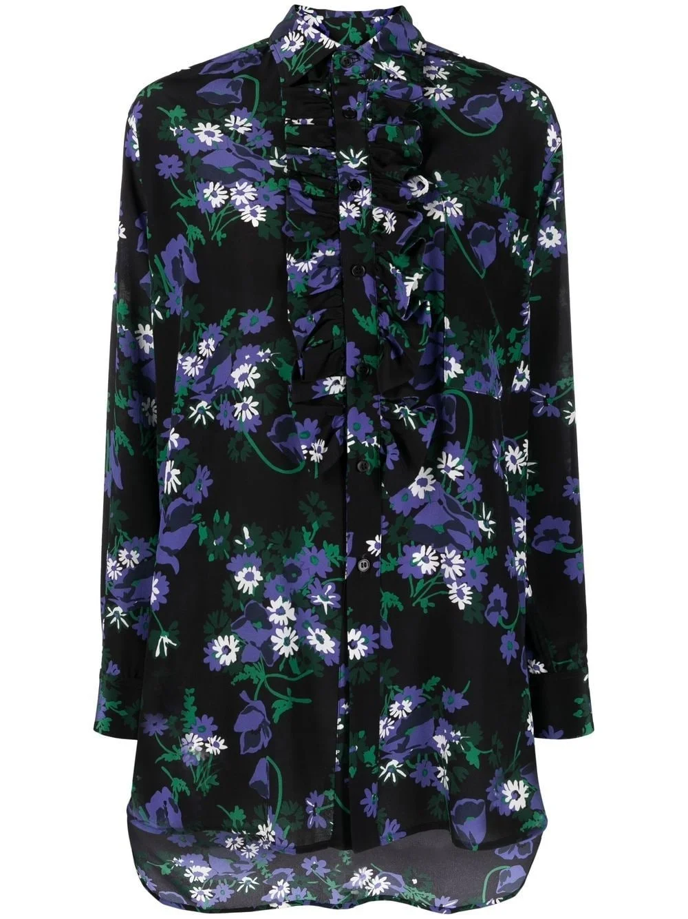 floral-print silk shirt - 1