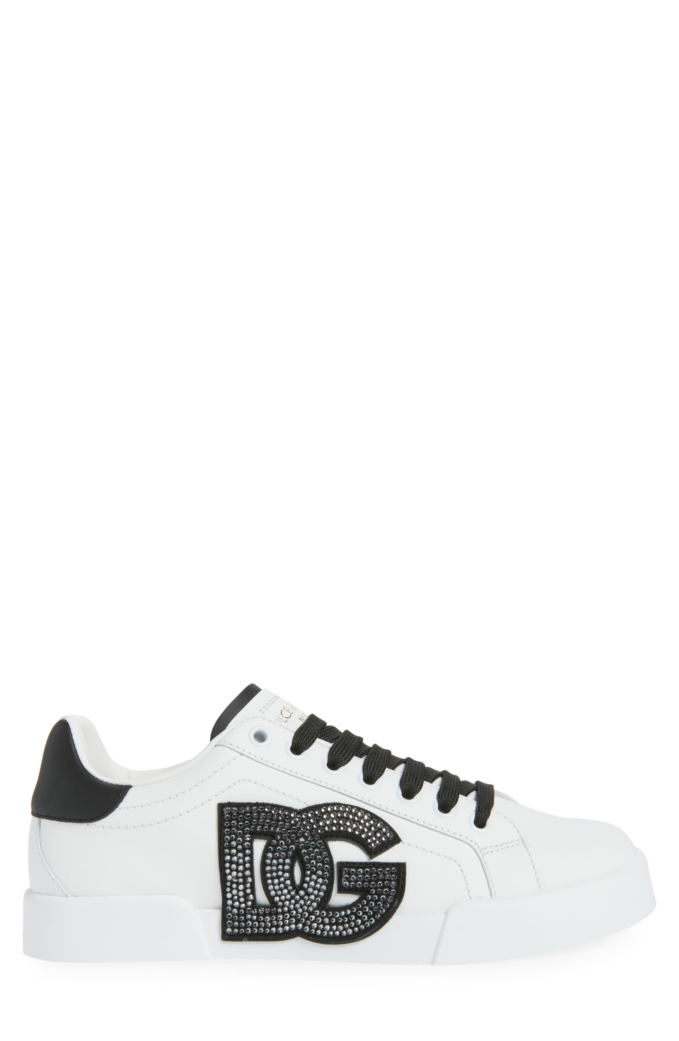 Dolce&Gabbana Portofino Embellished DG Sneaker in 89697 Bianco/Nero at Nordstrom - 3