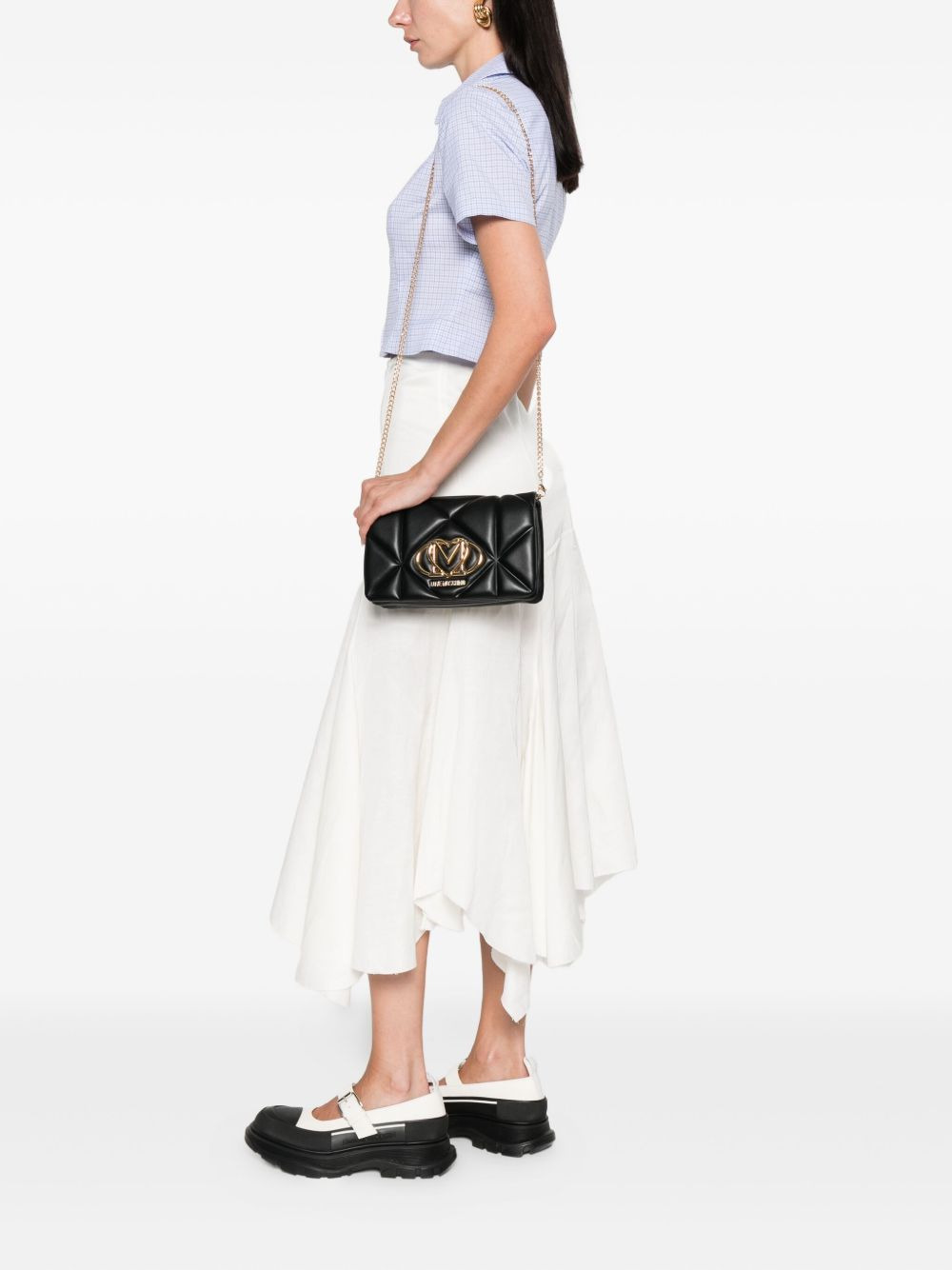 quilted logo-plaque shoulder bag - 2